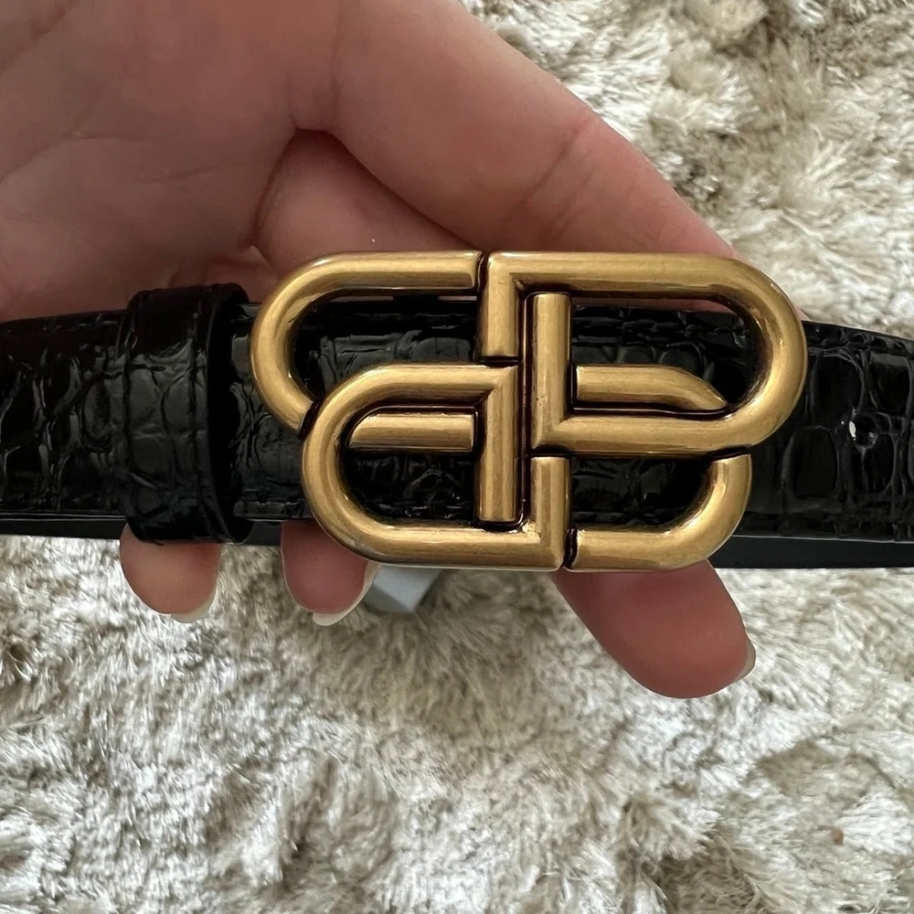 Balenciaga Croc Embossed Leather Belt